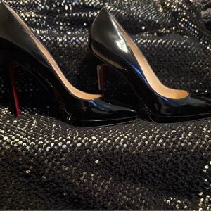 Christian Louboutin Black Patent Pointed-Toe Stiletto Pumps